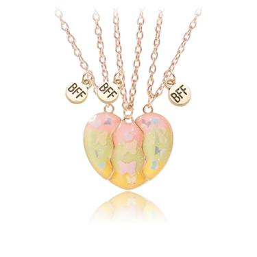 Imagem de LittleFathand Colar de amizade combinando com 3 peças, melhores amigas, para mulheres, homens, quebra-cabeça, coração, pingente de coração, joias de amizade, presente, Zinco, Sem Pedra Preciosa