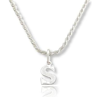 Imagem de Colar Cordão Baiano Prata Maciça 925 C/Pingente Letra (S)