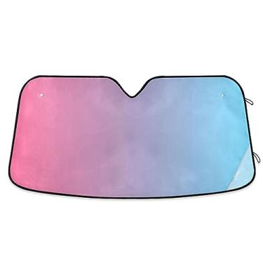 Imagem de Para-brisas de carro gradiente azul rosa, persianas de janela de carro, capa de para-brisa para sol, acessórios de carro de verão