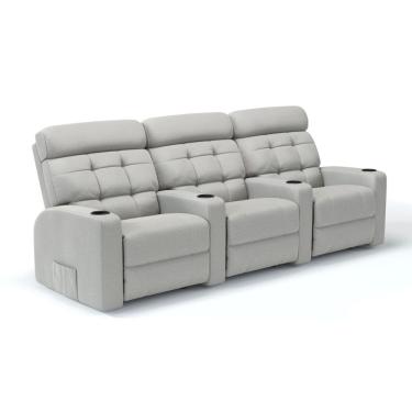 Imagem de Sofá 3 Lugares Reclinável Elétrico Massagem Linha Cinema Em Tecido Linho