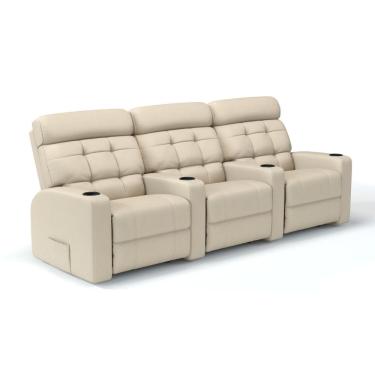 Imagem de Sofá 3 Lugares Reclinável Manual Linha Cinema Em Couro Bovino