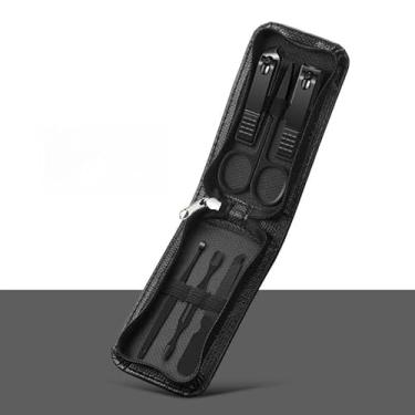 Imagem de Conjunto de manicure, ferramentas de pedicure, cortadores de unhas de aço inoxidável, ferramentas de cuidados pessoais com estojo de armazenamento de couro PU (preto)