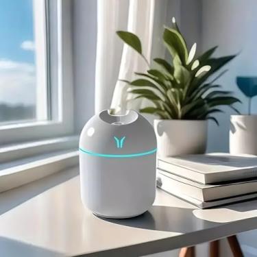 Imagem de Umidificador portátil e difusor de óleo essencial, difusor de aroma USB 2 em 1 de névoa fria, pequeno umidificador de ar silencioso para quarto, carro, escritório, viagens (branco)