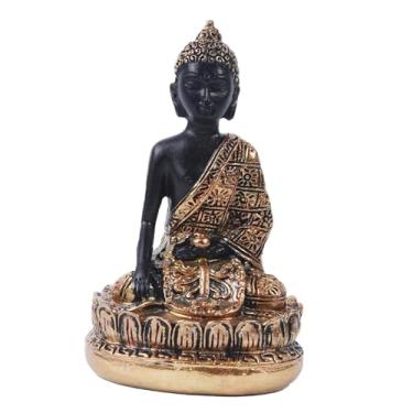 Imagem de XLWLLNJ Estátua de Buda Sentado, Coleção de Esculturas de Buda, Estatueta de Meditação em Resina, Ornamento de Mesa para Escritório, Estúdio, Aniversário ou