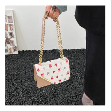 Imagem de Bolsa tiracolo com corrente moderna, quadrada, transversal, feminina, feminina, meninas, cáqui, Caqui