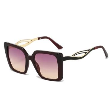Imagem de Óculos de Sol UV400 - Armação com Estampa de Leopardo e Lentes Degradê para Homens e Mulheres, Ideais para Esportes ao Ar Livre, Corrida e Ciclismo, Cor Roxo Chá