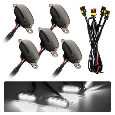 Imagem de MTRPS 5 peças de luz de grade dianteira do carro, lente âmbar brilhante, lâmpada de acabamento de grade de LED com chicote, luz frontal à prova d'água compatível com F350 F250 F150 Raptor Ram-1500