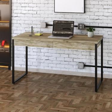 Imagem de Mesa Kuadra Office 135x60x75cm C/02 Gavetas Carvalho/Est.preta