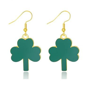 Imagem de Brincos de Dia de São Patrício verde esmaltado chapéu de trevo irlandês da sorte arco-íris brinco fofo do dia de São Patrício brinco com pingente de trevo de dia de São Patrício para mulheres, Large