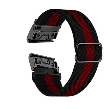 Imagem de RORFFK Pulseira de nylon de 26 mm de ajuste rápido e fácil para Garmin Enduro/TACTIX DELTA pulseira de relógio para Garmin Descent MK1 MK2i MK2 pulseira (cor: preto e vermelho, tamanho: médio)