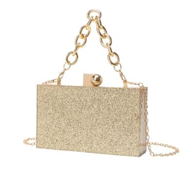 Imagem de ORKDFJ Bolsa tiracolo de acrílico para banquete de casamento feminina bolsa clutch bolsa para celular, Uma cor, Light Gold