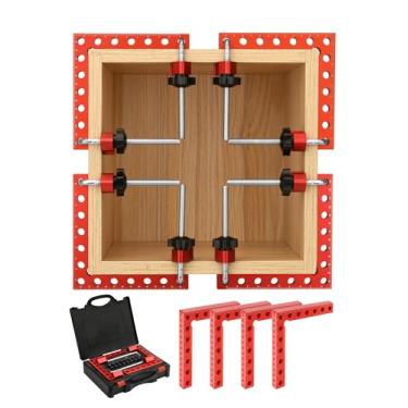 Imagem de Grampos de canto para marcenaria, grampos JTWKING de 90 graus para posicionamento em ângulo reto, 4 peças de liga de alumínio de 14 cm quadrados de posição de fixação ferramentas de madeira para