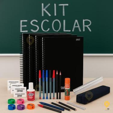 Imagem de Kit 15 Itens Material Escolar Completo Volta Ás Aulas Universitário En