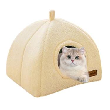 Imagem de Casa de Gato em Formato de Tenda,Casa de Gato em Forma de Cúpula com Calor para Inverno | Ninho Térmico Inverno Gatinhos Acessórios Pequenos Médios Grandes