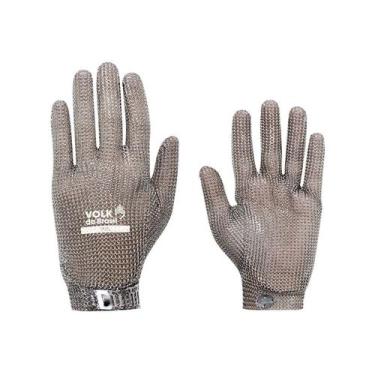 Imagem de Luva de Segurança Malha De Aço Anticorte Açougue Volk CA 26967 - Volk 