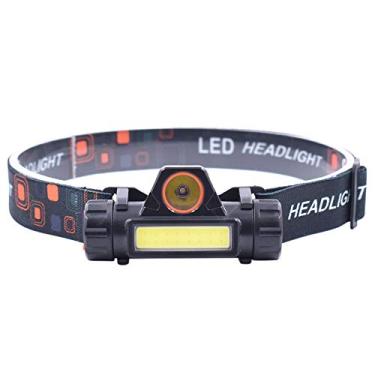 Imagem de Lanterna de cabeça com LEDs COB recarregável via USB 400 lumens brilhante base magnética IPX4 resistente à água para acampamento caminhada pesca