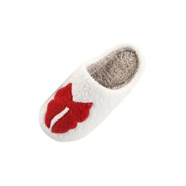 Imagem de Pantufas grossas femininas modernas e casuais confortáveis para o inverno com sola grossa e sola macia, Vermelho, 36