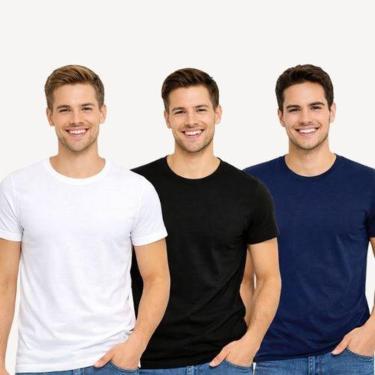 Imagem de Kit 03 Camisetas Sortidas Slim Gola Careca Masculina -Hering-Masculino