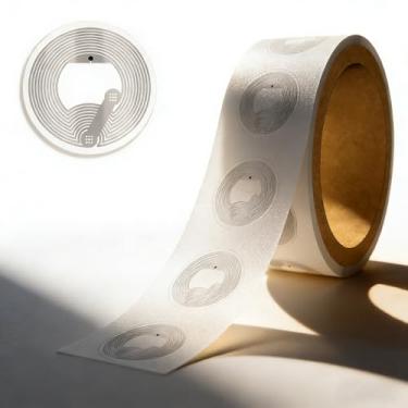 Imagem de 50 peças de adesivos NFC com chip original NTAG215 NFC adesivos etiquetas adesivas transparentes RFID regraváveis 504 bytes memória adequada para todos os dispositivos habilitados para NFC e