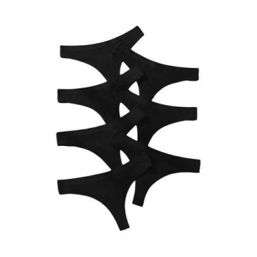 Imagem de Conjunto De Calcinhas Tanga Listradas De Algodão plus Size Para Mulher