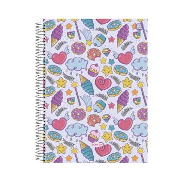 Imagem de Caderno Universitário Capa Dura, 10 Matérias, 160 Folhas, Tema Doces,Caderno Escolar Feminino