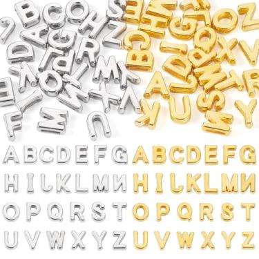 Imagem de Magibeads 104 peças de contas de letras acrílicas com orifício grande, alfabeto, 26 letras, contas europeias para artesanato, nome, joias, colar, pulseira, chaveiros, decorações penduradas, ornamentos