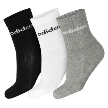 Imagem de Meia Adidas Infantil Linear Pack com 3 Pares - Branco Preto e Cinza-KXXL