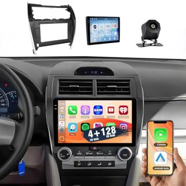 Imagem de Hikity Estéreo automotivo Android 4+128G para Toyota Camry 2012-2014, rádio com tela sensível ao toque embutida de 10,1 polegadas com CarPlay, Android Auto, Bluetooth, navegação GPS, WiFi, FM, RDS +