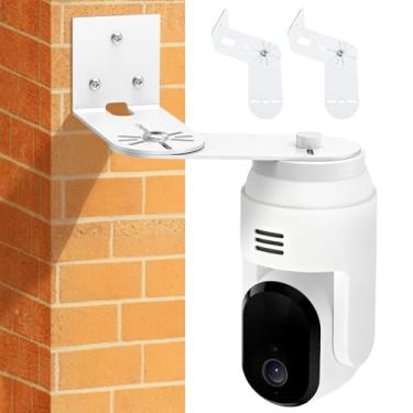 Imagem de 2 pacotes de suporte de canto ajustável para câmera de segurança Arlo Essential Inclinação panorâmica interna/externa, suporte de parede de metal com cobertura de 300° em ambos os lados da casa, reduz