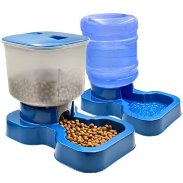 Imagem de Kit Comedouro e Bebedouro Automático Pet 10L + 8L | Alimentador para Cães e Gatos Médio e Grande Porte(AZUL - KIT MENPLAST)
