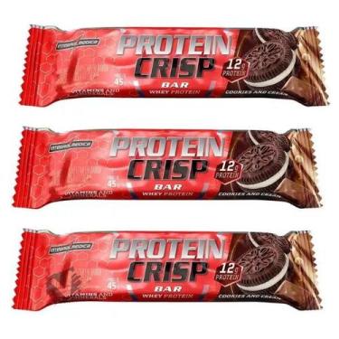 Imagem de Kit 3 Barra Protein Crisp Bar Cookies And Cream 45g Unidade Integralme