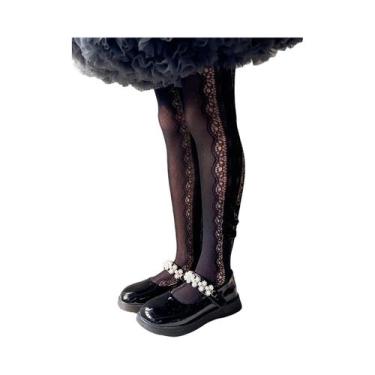 Imagem de Meias De Rede Para Meninas Com Laço E Corações, Meias De Malha Para Cr