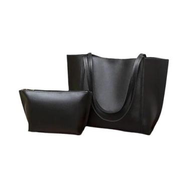 Imagem de Bolsa Tote Feminina De Grande Capacidade Simples Minimalista Em Cor Só