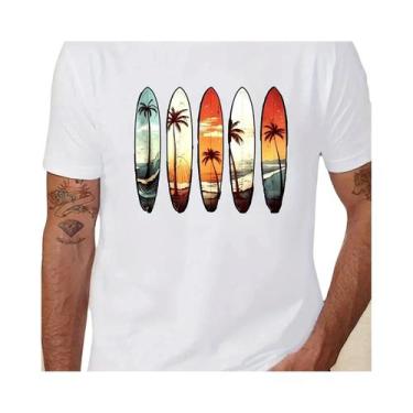 Imagem de Camiseta Masculina De Verão Vermelha Vibrante Com Estampa De Prancha D