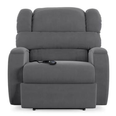 Imagem de Poltrona Do Papai Sala De Cinema Reclinável Manchester Controle Elétrico Usb Veludo Cinza Grafite