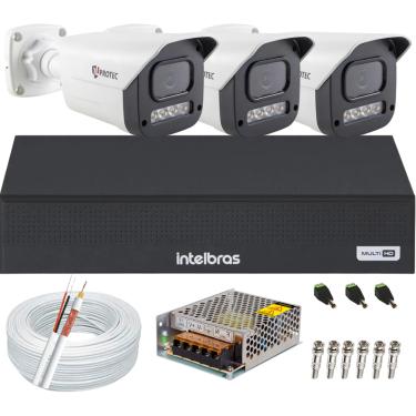 Imagem de Kit 3 Câmeras 1080p Full Color C/Áudio Dvr Intelbras 4ch S/HD