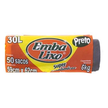 Imagem de Saco De Lixo Embalixo Preto 30L Rolo 50 sacos