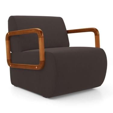 Imagem de Kit 02 Poltronas Decorativas Orgânica Living Kavya Veludo Marrom - Desk Design