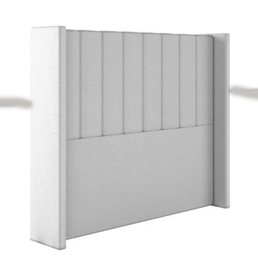 Imagem de Cabeceira Estofada Casal 140 Cm Turquesa Corino Branco