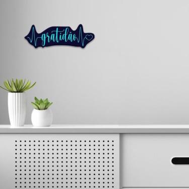 Imagem de Placa Mdf Recorte Gratidão Motivacional Parede 22,5X7,5cm - Decoraset