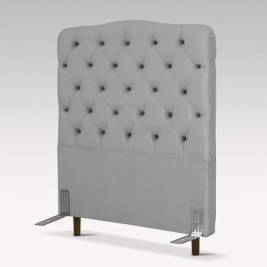 Imagem de Cabeceira de Cama Box Solteiro 110 cm Dunas Larhome Suede Veludo Cinza