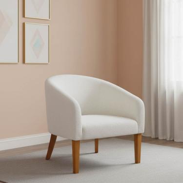 Imagem de Poltrona Sala Decorativa Stella Pé Madeira Trapézio Castanho Bouclê Cinza D03 - D'Rossi