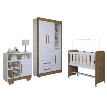 Imagem de Quarto De Bebê Completo 100% Mdf Sonharte Tigus Baby Branco/amadeirado