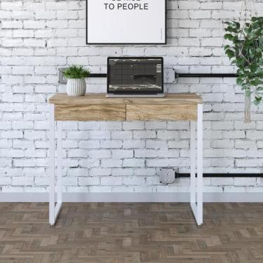 Imagem de Mesa de Escritorio Office C/02 Gavetas Kuadra 90cm Es.Branca - Metalig