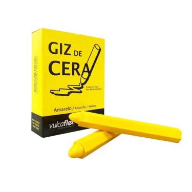 Imagem de Giz de Cera Amarelo Caixa com 12 peças - Giz- Vulcaflex