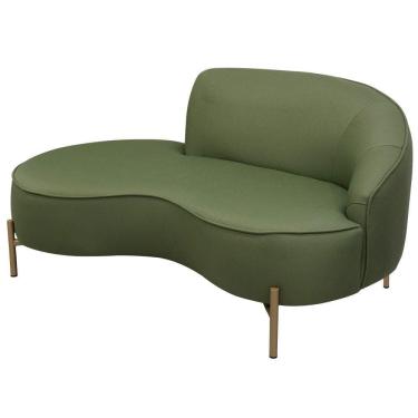 Imagem de Sofá Curvo 2 Lugares 150cm Braço Esq. Thommy Pés Ouro Linho Verde Claro - Nexta Casa