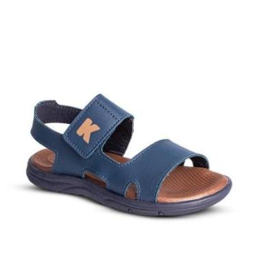 Imagem de Sandália Infantil Menino Kidy Comfort Marinho e Caramelo com Velcro Leve e Prática-Masculino