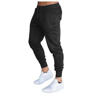 Imagem de CALÇA MOLETOM MASCULINA PLUS SIZE JOGGER SLIM FIT BÁSICA LISA M9P-BRANCO-G4-Masculino