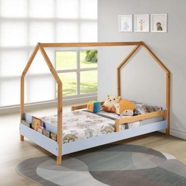 Imagem de Cama Montessori Moana 140x95x205 Cm Azul BB/Amêndoa - Irmãos Hinke