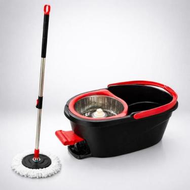 Imagem de Mop Giratório com Balde e Pedal Cesto Inox 13L - Genérica